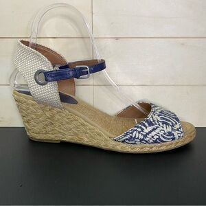 Lucky Brand Kyndra Espadrille Sandals Women's Size 9.5 Shoes M Wedge Blue Tan